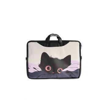 Geanta pentru laptop cu imprimeu pisica