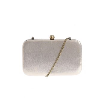 Geanta plic  auriu - 6x19x12cm - cu bareta din lant de 120cm