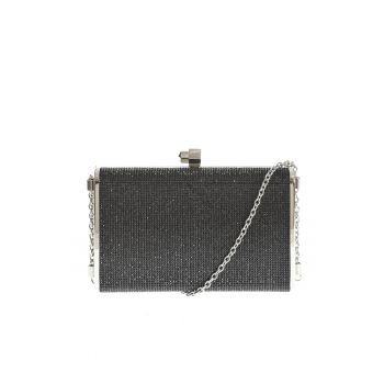 Geanta plic neagra cu pietre acrilice -  Paris