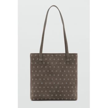 Geanta shopper din piele cu nituri