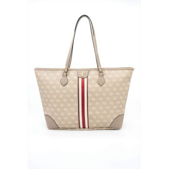 Geanta shopper din piele ecologica cu model monograma