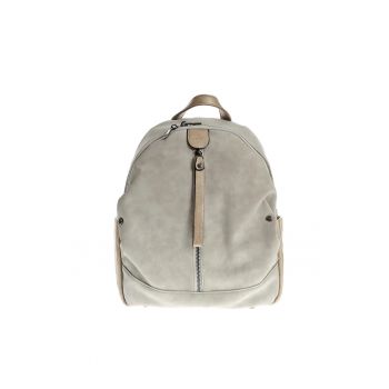 Rucsac casual gri cu fermoar decorativ