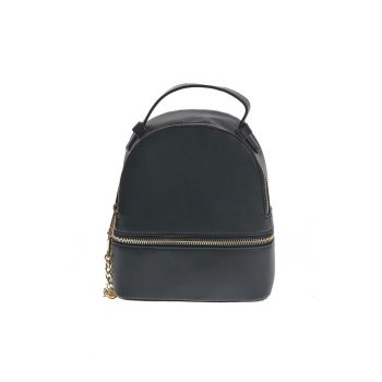 Rucsac casual negru cu fermoar decorativ