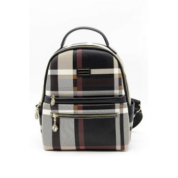 Rucsac de piele ecologica cu model in carouri