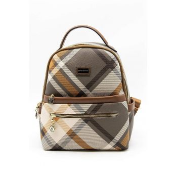 Rucsac de piele ecologica cu model in carouri