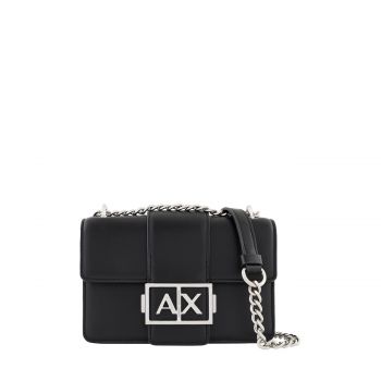Shoulder bag with metal logo black