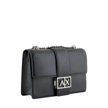 Shoulder bag with metal logo black