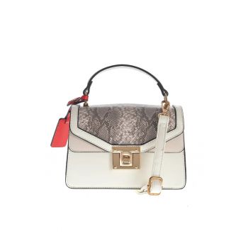 Geanta crossbody alba cu model animal print