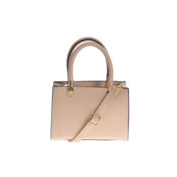 Geanta crossbody bej cu detalii aurii