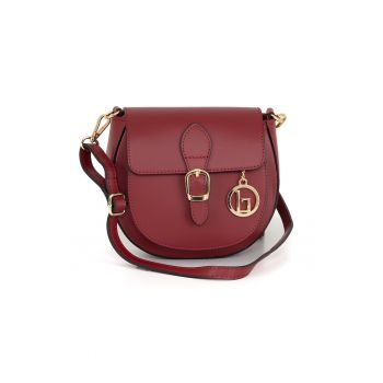 Geanta crossbody de piele cu buzunar frontal