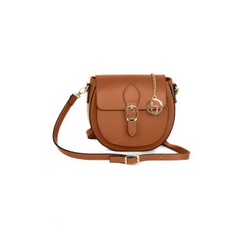 Geanta crossbody de piele cu buzunar frontal