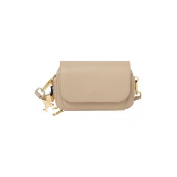 Geanta crossbody din piele ecologica cu clapa si breloc