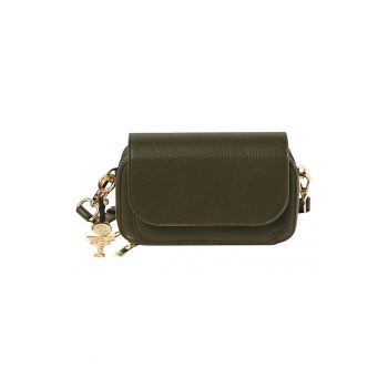 Geanta crossbody din piele ecologica cu clapa si breloc