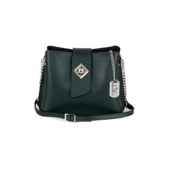 Geanta crossbody mica de piele cu logo
