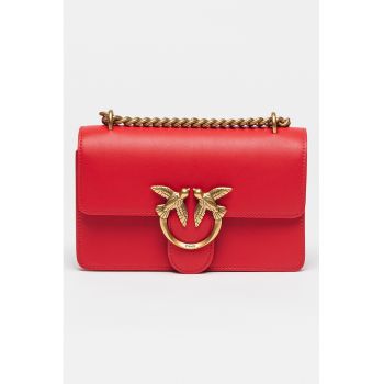 Geanta crossbody mica din piele cu aplicatie logo metalica Love One