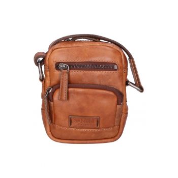 Geanta crossbody unisex de piele cu buzunare multiple