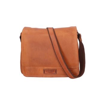 Geanta crossbody unisex de piele cu buzunare multiple