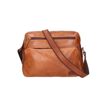 Geanta crossbody unisex de piele cu buzunare multiple
