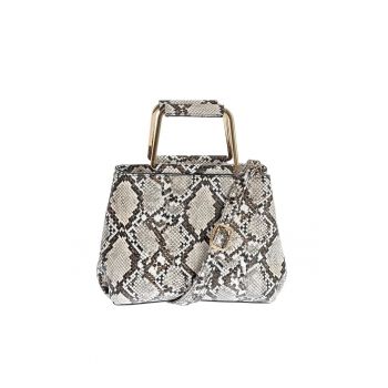 Geanta cu model animal print si manere metalice