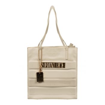 Geanta dama  alb - piele ecologica - 32x33x13cm - set cu sac de depozitare