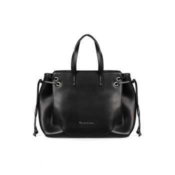 Geanta dama - Manila Grace - neagra - dimensiune unica - piele ecologica - cu trei compartimente.