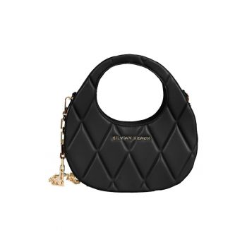 Geanta dama  neagra - piele ecologica - 24x12x7cm - cu lant ajustabil si sac de depozitare