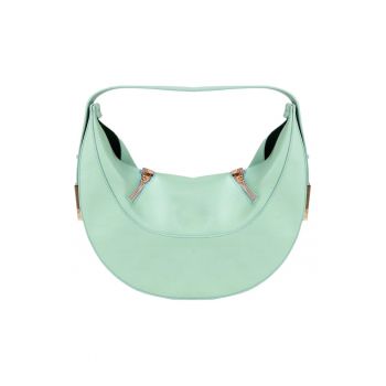 Geanta dama -  turcoaz - 32x37x10.5cm - piele ecologica - cu manere si buzunar interior