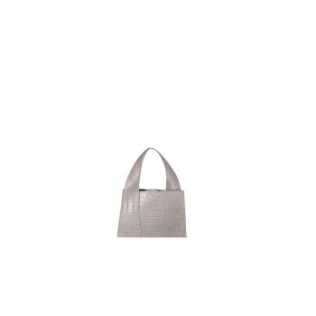 Geanta de piele cu maner si model piele de reptila - Grey