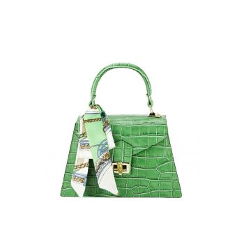 Geanta din piele naturala cu esarfa 8953 121 Negru