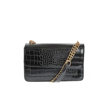 Geanta neagra crossbody cu ciucure