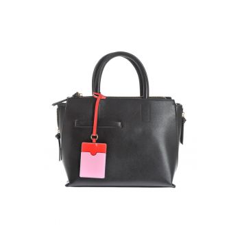 Geanta neagra de umar cu accesoriu in doua culori