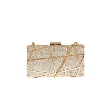Geanta plic aurie cu model metalic