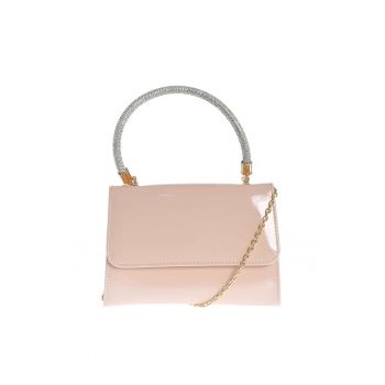 Geanta plic bej cu aspect lacuit -  Paris