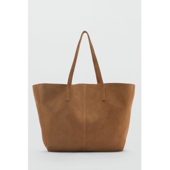 Geanta shopper de piele intoarsa