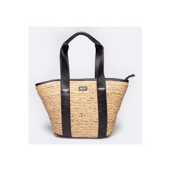 Geanta shopper din paie - cu aspect impletit
