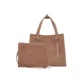 Geanta shopper din piele intoarsa cu etui