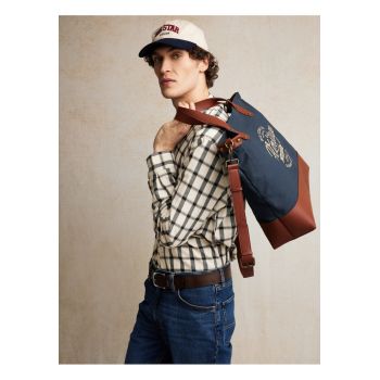 Geanta unisex cu garnituri din piele naturala Arvis