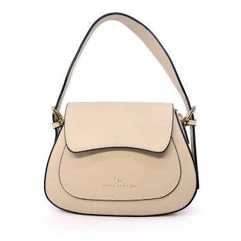 Poșetă satchel femei Enzo Bertini bej din piele naturală 154posp3573be