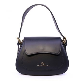 Poșetă satchel femei Enzo Bertini neagră din piele naturală 154posp3573n