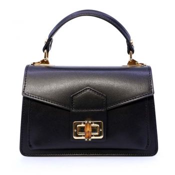 Poșetă satchel femei Luca di Gioia neagră din piele 144posp3549n