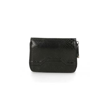 Portofel de piele cu aspect de piele de reptila 225679 - Negru