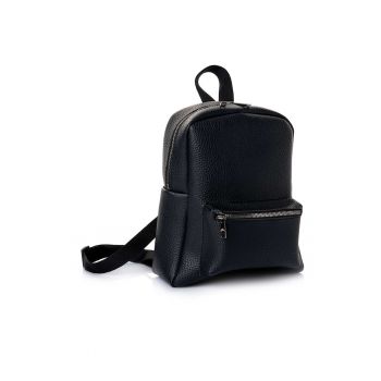 Rucsac din piele ecologica cu fermoar si aspect texturat