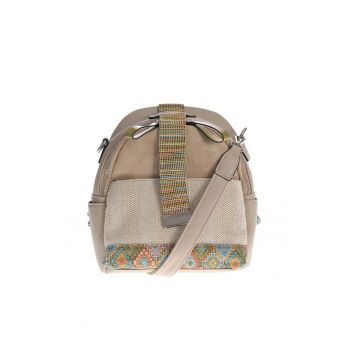 Rucsac din piele ecologica cu imprimeu multicolor
