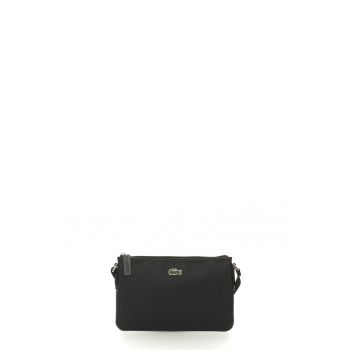 Geanta crossbody neagra cu fermoar