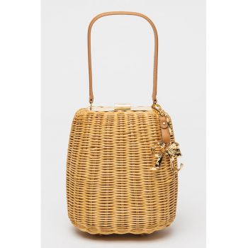 Geanta de rattan cu maner si bareta de piele
