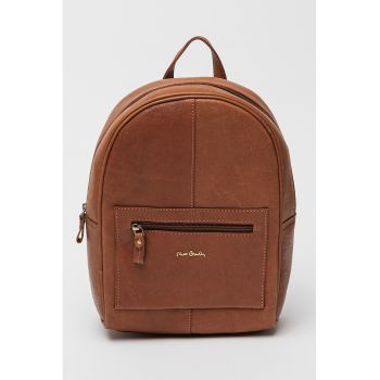 Rucsac din piele cu buzunar exterior