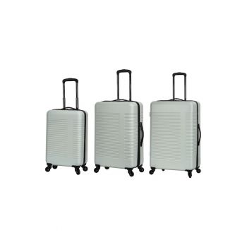 Set trolere  1 bagaj de cabina si 2 de cala - ABS - 4 roti 360° - argintiu
