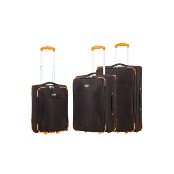 Set trolere extensibile  SW233 - 1 bagaj de cabina si 2 de cala - poliester - 2 roti - maro