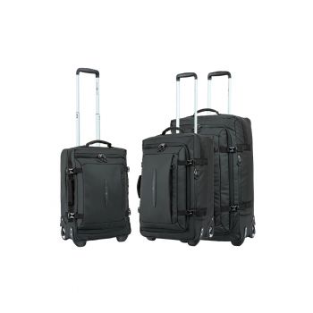 Set trolere  SW42503 - 1 bagaj de cabina si 2 de cala - 36L/57L/78L - 2 roti - poliester impermeabil - negru