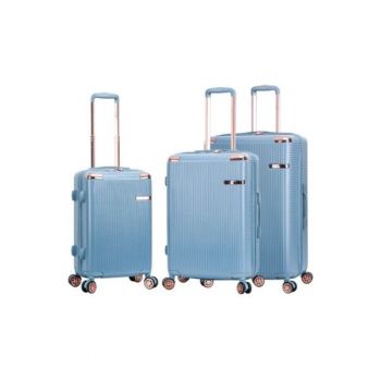 Set trolere  SW44303 - fermoar antifurt - 3 piese - policarbonat rezistent - cifru TSA - albastru deschis